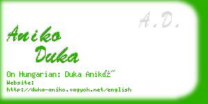 aniko duka business card